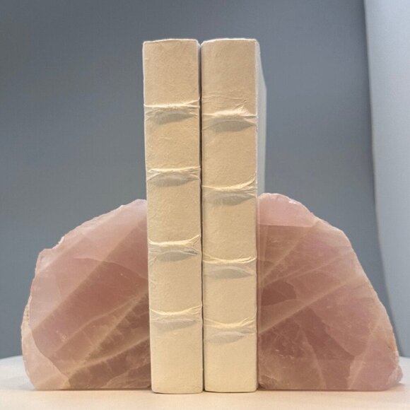 Pink Rose Quartz Crystal Bookends Natural Characteristics Unique Bookshelf (AH) - Picture 3 of 10